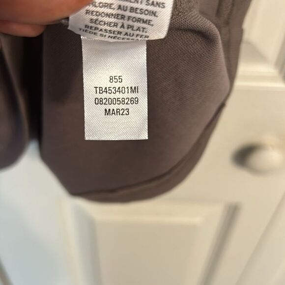 TREASURE & BOND Size Small Taupe Ruched Sleeveless Crossover Hem Sheath Mini - Picture 6 of 7